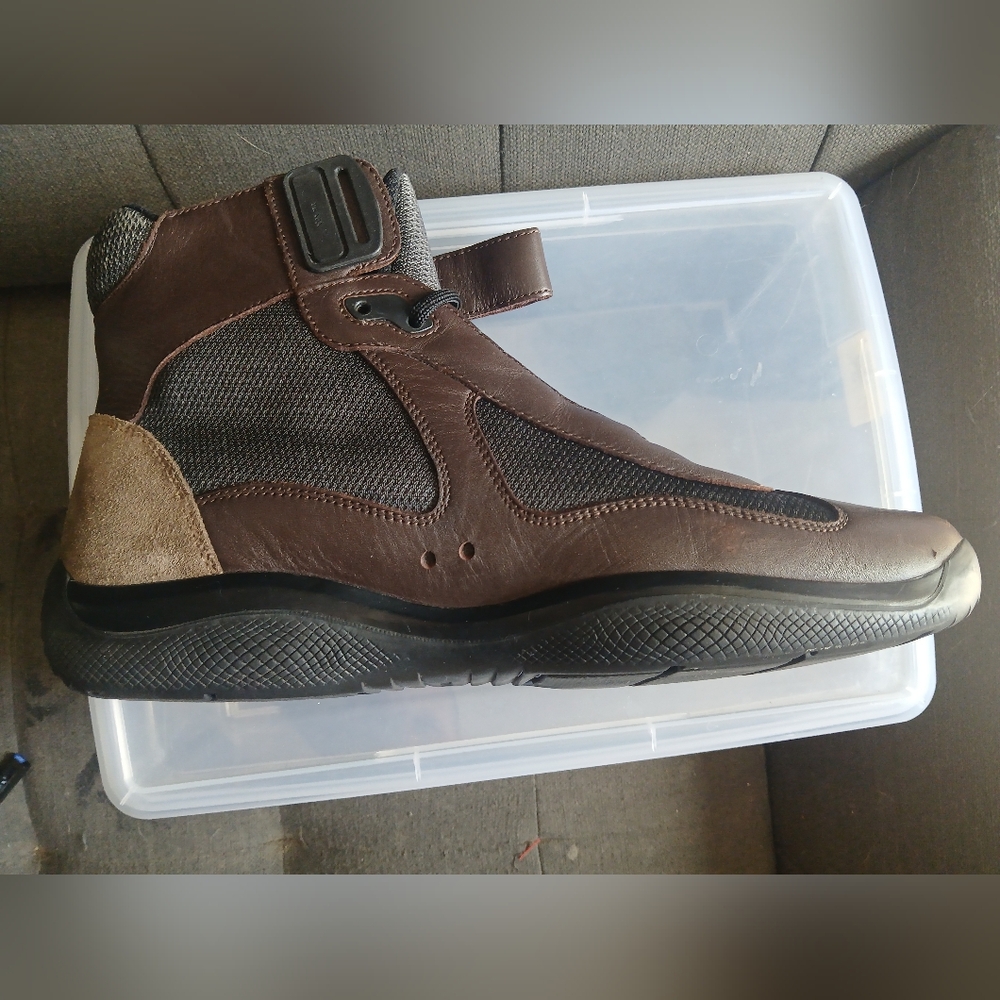 VINTAGE Prada Linea Rossa America’s Cup High-Top - Espresso Brown - US 12 (UK 11 - Picture 6 of 9